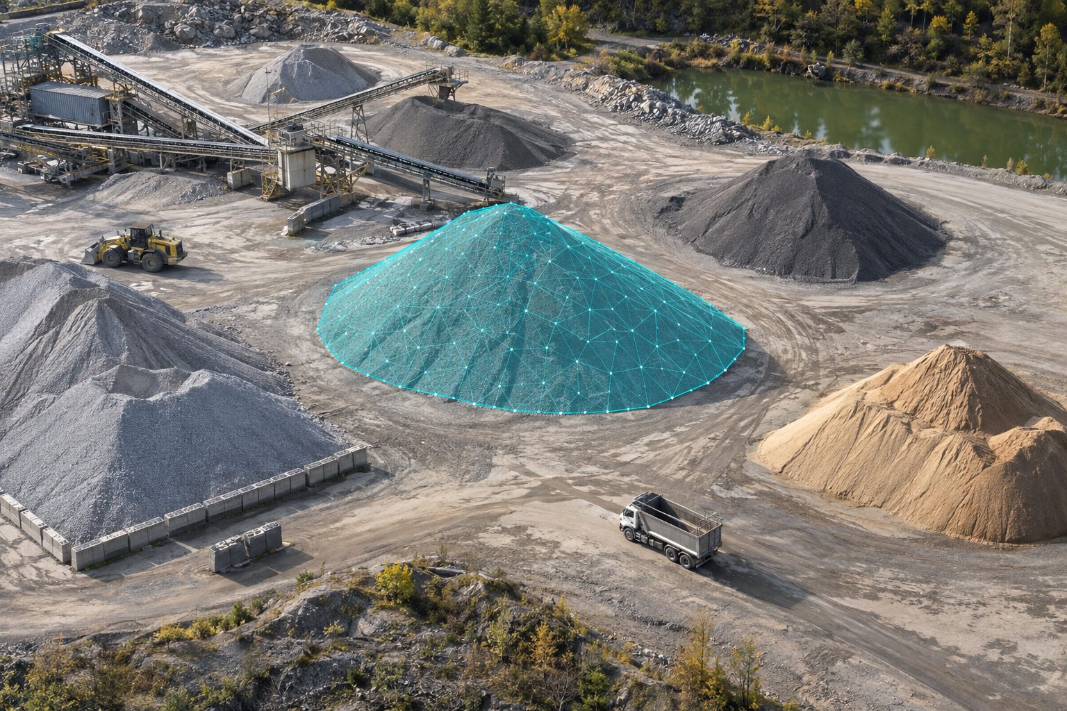 Illustration d’un calcul de cubature de stock par drone